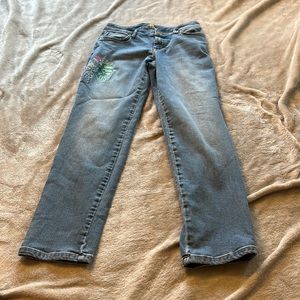 Tommy Bahama slim boyfriend jeans with bird embroidery